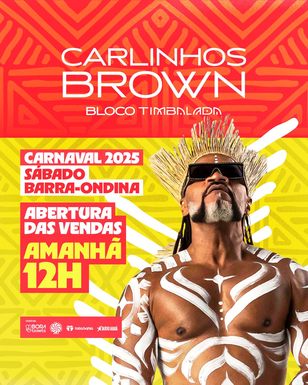 Carlinhos Brown desfila com o Bloco Timbalada no Carnaval 2025